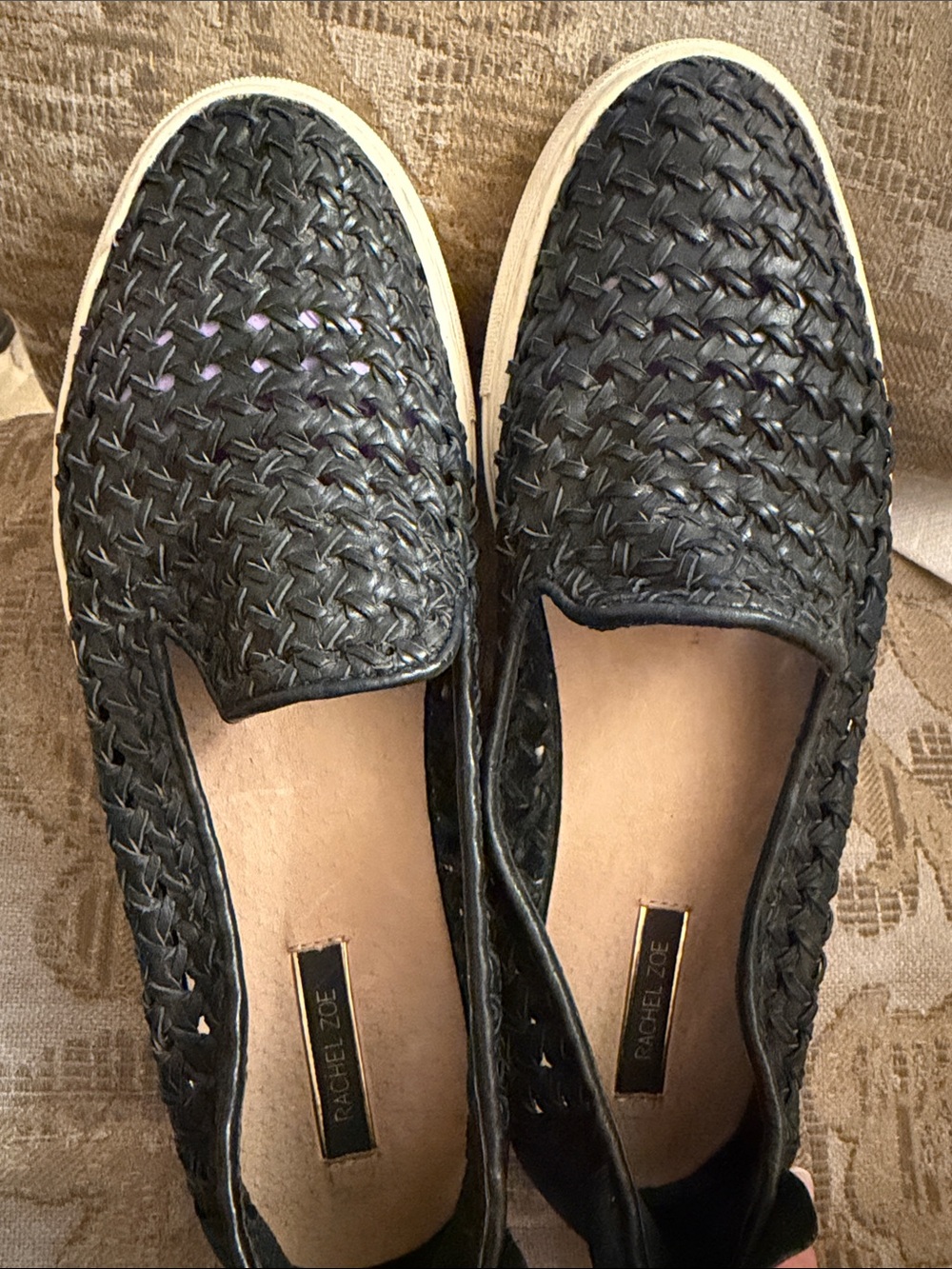 Rachel Zoe Black Woven Slip-On Loafers